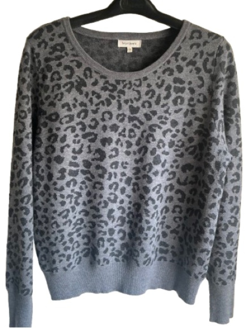 Heartloom Grey Leopard Print Knit Wool Blend Pullover Sweater Size Large